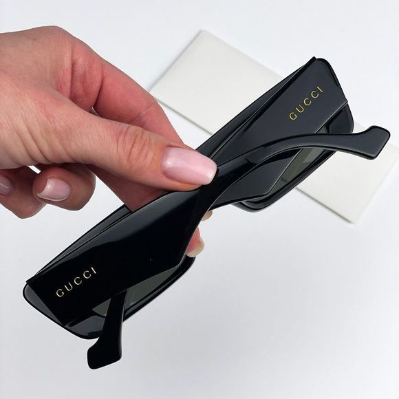 🔥Gucci GG1331S 001 Sunglasses Black Grey Rectangle Unisex - Picture 6 of 12